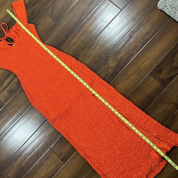 Free People Beach Size XS Orange Eleni Bodycon Midi Maxi Dress‎ - Picture 8 of 12